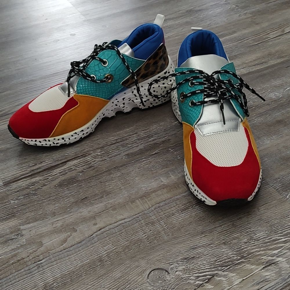 Ladies  Clark-16  multicolor cliff wedge sneakers Sz 9